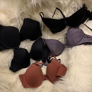 Elegant Women's Intimates bra lot 5 . Black, Purple, and Brown 36c